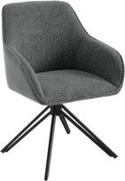 WOLTU EZS11dgr-1 Pasukama valgomojo kėdė, ergonomiška kėdė, virtuvės kėdė, svetainės kėdė, minkšta kėdė su porankiais, metalinės kojos, poilsio kėdė iš šenilo ir velveto, tamsiai pilka