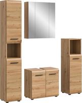 xonox.home 4 dalių vonios kambario baldų derinys "Ice" 150 x 185 x 30 cm korpuso ir priekinės dalies "Artisan Oak Replica" - modernus vonios kambario baldų derinys - stilingas, kompaktiškas ir universalus