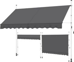Yaheetech Clamp markizė Balkono markizė su rankine rankena, apsauga nuo saulės, be gręžimo, markizė nuo saulės, reguliuojamo aukščio markizė su rėmu, atspari vandeniui, 300 x 120 cm, tamsiai pilka