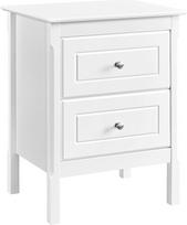Yaheetech Naktinis staliukas su 2 stalčiais Box Spring Bed Side Table Medinis sofos staliukas Naktinė konsolė 48 x 40 x 61 cm balta