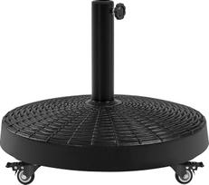 Yaheetech skėčių stovas su ratukais Apvalus skėčių svoris 52 cm skersmens Stabilus skėčių laikiklis sodui / balkonui / paplūdimiui / baseinui / terasai Juodas