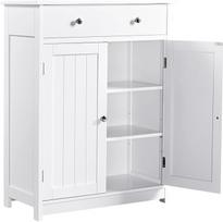 Yaheetech Vonios spintelė Virtuvės spintelė Komoda Sandėliavimo spintelė su stalčiumi ir dvigubomis durimis Vonios kambarys 60 x 30 x 80 cm LBH balta