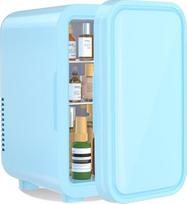 YASHE mini šaldytuvas 6 litrų/8 skardinių 220-240V AC/DC nešiojamas termoelektrinis šaldytuvas šaldytuvas, skirtas miegamajam, odos priežiūrai, gėrimams, biurui, bendrabučiui ir automobiliui, mėlynos spalvos