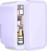 YASHE mini šaldytuvas 6 litrų/8 skardinių 220-240V AC/DC nešiojamas termoelektrinis šaldytuvas šaldytuvas, skirtas miegamajam, odos priežiūrai, gėrimams, biurui, bendrabučiui ir automobiliui, violetinės spalvos