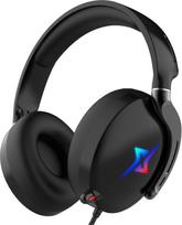 Žaidimų ausinės PS4 PS5 PC su 3D erdvinio garso ausinėmis su mikrofonu, triukšmą slopinančiomis RGB šviesomis, skirtos žaidėjams, 21 x 20 x 6 cm, juodos spalvos
