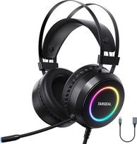 Žaidimų ausinės, ausinės su mikrofonu, 3D erdvinio garso ausinės, triukšmą slopinančios RGB lemputės, 7.1 erdvinio garso žaidimų ausinės su mikrofonu, juodos spalvos, didelės