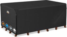 Zettum Sodo baldų dangteliai Stačiakampis 600D Heavy Duty Oxford Audinys Patio baldų dangteliai sodo baldams Lauko stalo komplektas Patvarus atsparus vėjui Vandeniui 200x160x77cm