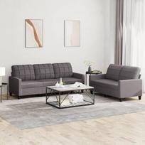 ZEYUAN 2 dalių sofos komplektas su pagalvėlėmis Pilka dirbtinės odos sofa lova Sofa lova Sofa lova Sofa lova Atsipalaiduoti Sofos ir sofos 3201380