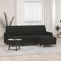 ZEYUAN 3 vietų sofa su taburete, juoda, 180 cm, audinys, Sofos ir kušetės, Sofa svetainė, Sofa paauglių kambariui, Sofa poilsiui, Sofa miegamajam, Miegamojo sofa, Minkšta sofa 3201005