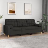 ZEYUAN 3 vietų sofa su dekoratyvinėmis pagalvėlėmis, juoda, 180 cm, audinys, Sofos ir kušetės, Sofa svetainė, Sofa paauglių kambariui, Sofa poilsiui, Sofa miegamajam, Miegamojo sofa, Minkšta sofa 3200794