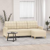 ZEYUAN 3 vietų sofa su taburete, kreminė, 180 cm, audinys, Sofos ir kušetės, Sofa svetainei, Sofa paauglių kambariui, Sofa poilsiui, Sofa miegamajam, Miegamojo sofa, Minkšta sofa 3201003