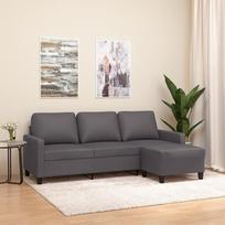 ZEYUAN 3201026 3-vietė sofa su taburete, pilka, 180 cm, dirbtinė oda, Sofos ir kušetės, Sofa svetainė, Sofa paauglių kambariui, Sofa poilsiui, Sofa miegamajam, Miegamojo sofa, Minkšta sofa