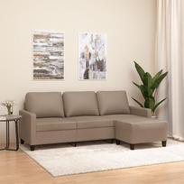 ZEYUAN 3201028 3-vietė sofa su taburete Cappuccino Brown 180 cm dirbtinė oda, Sofos ir kušetės, Sofa svetainė, Sofa paauglių kambariui, Sofa poilsiui, Sofa miegamajam, Miegamojo sofa, Minkšta sofa