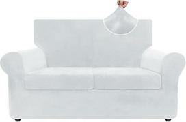 ZNSAYOTX Prabangus aksominis sofos dangtelis 3 dalių įtempimo sofos dangteliai 2 pagalvėlėms Sofa minkštas dviejų vietų Slipcover Gyvenamasis kambarys Neslystanti šunų sėdynė Baldų apsauga (sidabrinė pilka) 55"-69"(2)