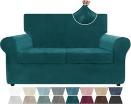 ZNSAYOTX Prabangus aksominis sofos dangtelis 3 dalių tempimo sofos dangteliai 2 pagalvėms Sofa minkštas dviejų vietų Slipcover Gyvenamasis kambarys neslidus šuns sėdynės baldų apsauga 55"-69" (2 pagalvėlės)
