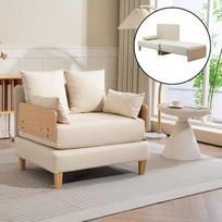 [en.casa] "Seinlus" sofa-lova 1 vietos sofa su miego funkcija Miegamojo kėdė Svečių lova Išskleidžiama sofa-lova su miego funkcija 81 x 88 x 68 cm Smėlio spalvos