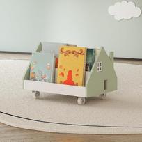 [en.casa] "Vipsali" mobilioji knygų spinta vaikams, "House Look", 4 atviri skyriai, lentyna su ratukais, 50 x 33 x 34 cm, mėtų žalumo/baltos spalvos
