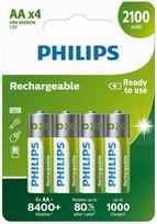 PHILIPS įkraunamų AA NiMH baterijų 2100mAh rinkinys, 4 vnt.