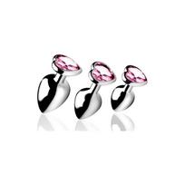 XR Brands Pink Heart - Butt Plug Set - 3 Pieces