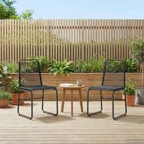 Sodo kėdės 2 pcs Juodas 48 x 55 x 89,5 cm Ratanas