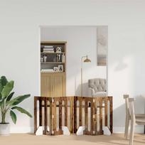 Sulankstomas šunų tvora 4 pcs Ąžuolo mediena 201 x 38 x 70 cm