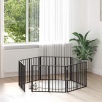 Šunų vartai 6 pcs Juodas 80 x 60 cm Cinkuota plienas