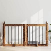 Šunų vartai su stovais 4 pcs Sendintos medienos 100 x 100 cm