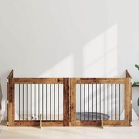 Šunų vartai su stovais 4 pcs Sendintos medienos 100 x 80 cm