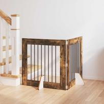 Šunų vartai su stovais 2 pcs Dūminio ąžuolo 80 x 80 cm
