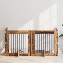 Šunų vartai su stovais 4 pcs Sendintos medienos 80 x 80 cm