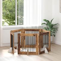 Šunų vartai su stovais 6 pcs Sendintos medienos 80 x 80 cm