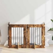 Šunų vartai su stovais 4 pcs Dūminio ąžuolo 60 x 80 cm