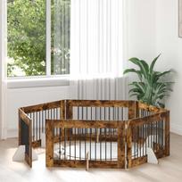 Šunų vartai su stovais 6 pcs Dūminio ąžuolo 100 x 60 cm