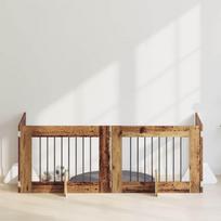 Šunų vartai su stovais 4 pcs Sendintos medienos 80 x 60 cm