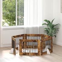 Šunų vartai su stovais 6 pcs Dūminio ąžuolo 80 x 60 cm