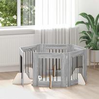 Šunų vartai su stovais 6 pcs Pilka sonoma ąžuolo 60 x 60 cm