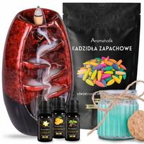 Aromaterapijos rinkinys su smilkalų kriokliu, aliejais ir žvake