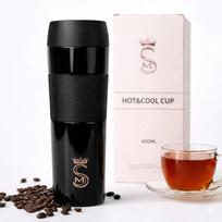 450 ml turistinis termo puodelis juodas vakuuminis