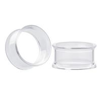Auskarai tuneliai Transparent Acryl, 2vnt; 6mm, 8mm, 10mm, 12mm, 14mm, 16mm, 18mm, 20mm, 22mm