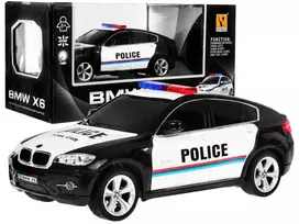 Licencijuotas policijos automobilis su pultu Bmw X6 1:24 Juodas