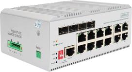 Digitus 8 port Gigabit Ethernet network PoE switch, industrial, L2 managed, 4 SFP uplink