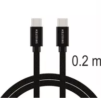 Swissten Textile Universal Quick Charge 3.1 USB-C / USB-C Data and Charging Cable 0.2m black