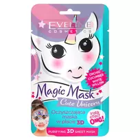 EVELINE_Magic Mask Cute Unicorn valomoji 3D kaukė su orchidėja, agurku ir baltaju karklu, 1 vnt.