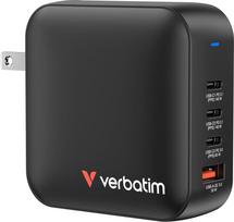 Verbatim - Mini GaN Charger 165W 4 Port US plug with EU and UK adaptors