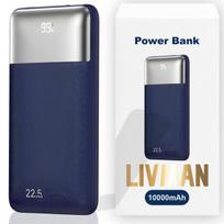 Atsarginis maitinimo šaltinis ("Power Bank") LIVMAN RPP-5 - greito įkrovimo išorinė baterija su dviem išėjimais, 10000mAh, 22,5W
