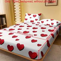 Medvilninė paklodė su širdžių raštu, DF Fitted Sheet-love banguojantis baltas