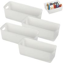 plastikinių daiktadėžių rinkinys - įvairių daiktų laikymo lentynėlė - laikymo dėžė - 27 cm - balta -