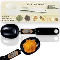 Virtuvinės svarstyklės LIVMAN QJ-608 - skaitmeninės virtuvės svarstyklės matavimo šaukšto formos, kurių talpa iki 500g, skirtos įvairiems ingredientams sverti