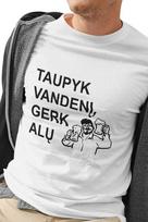 Balti vyriški marškinėliai „Taupyk vandenį, gerk alų“