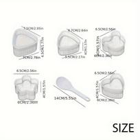 Onigiri formelės su ryžių mentele, virtuvės aksesuarai.,  Skaidrus 5 vnt + ryžių šaukštas + geltonas 6 vnt + ryžių šaukštas